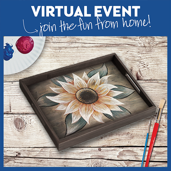 VIRTUAL EVENT +7 DAYS ON-DEMAND SUNFLOWER SHIMMER WOOD PALLET OR WOOD TRAY